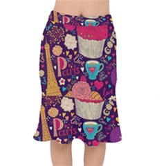 Cute Colorful Doodles Colorful Cute Doodle Paris Mermaid Skirt by Nexatart