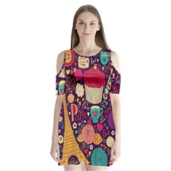 Cute Colorful Doodles Colorful Cute Doodle Paris Shoulder Cutout Velvet  One Piece by Nexatart