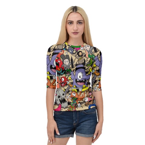 Hipster Wallpaper Pattern Quarter Sleeve Tee by Nexatart