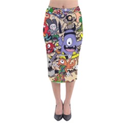 Hipster Wallpaper Pattern Velvet Midi Pencil Skirt by Nexatart