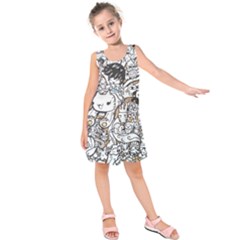 Cute Doodles Kids  Sleeveless Dress by Nexatart