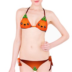 Simple Orange Pumpkin Cute Halloween Bikini Set by Nexatart