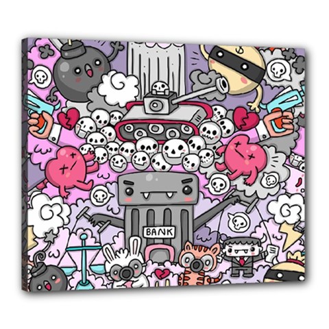 0 Sad War Kawaii Doodle Canvas 24  X 20  by Nexatart