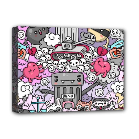 0 Sad War Kawaii Doodle Deluxe Canvas 16  X 12   by Nexatart