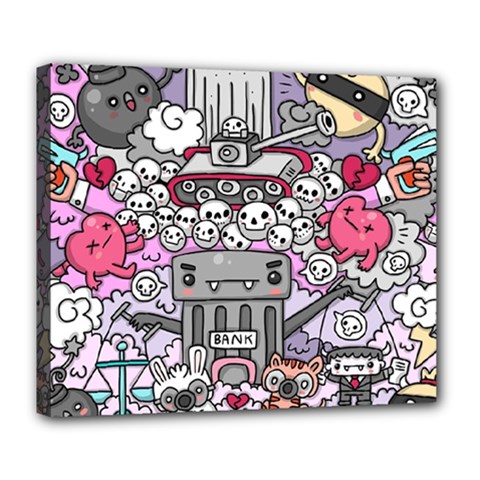 0 Sad War Kawaii Doodle Deluxe Canvas 24  X 20   by Nexatart