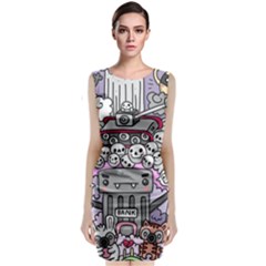 0 Sad War Kawaii Doodle Classic Sleeveless Midi Dress by Nexatart