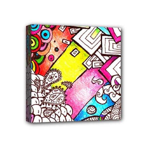 Beautiful Colorful Doodle Mini Canvas 4  X 4  by Nexatart