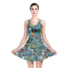 Colorful Drawings Pattern Reversible Skater Dress by Nexatart