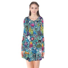 Colorful Drawings Pattern Flare Dress by Nexatart