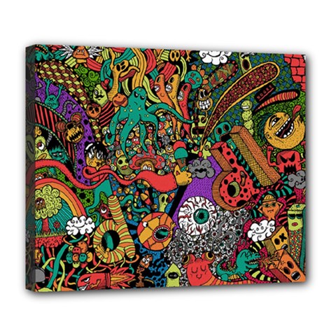 Monsters Colorful Doodle Deluxe Canvas 24  X 20   by Nexatart