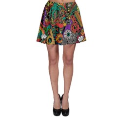 Monsters Colorful Doodle Skater Skirt by Nexatart