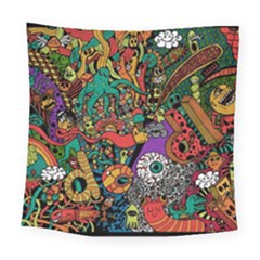 Monsters Colorful Doodle Square Tapestry (large)