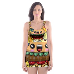 Cute Food Wallpaper Picture Skater Dress Swimsuit by Nexatart