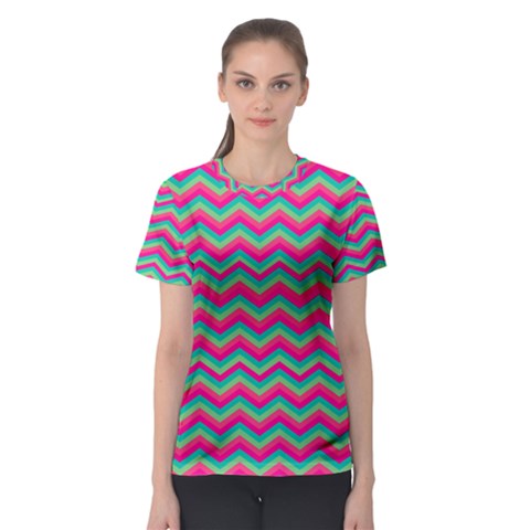 Retro Pattern Zig Zag Women s Sport Mesh Tee by Nexatart