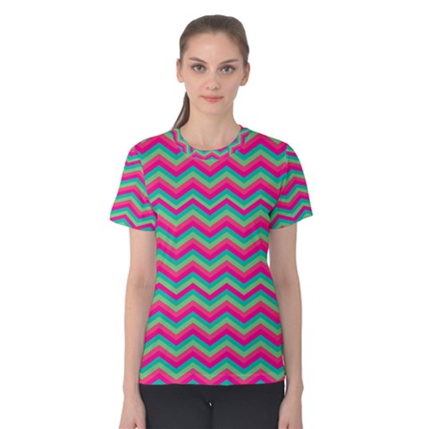 Retro Pattern Zig Zag Women s Cotton Tee by Nexatart