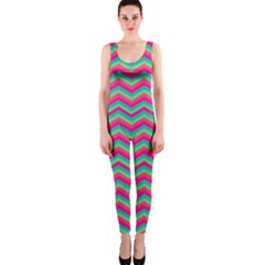 Retro Pattern Zig Zag Onepiece Catsuit