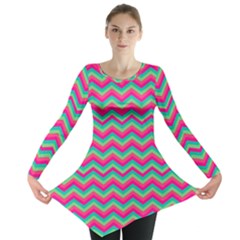 Retro Pattern Zig Zag Long Sleeve Tunic  by Nexatart