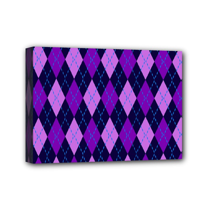 Static Argyle Pattern Blue Purple Mini Canvas 7  x 5 