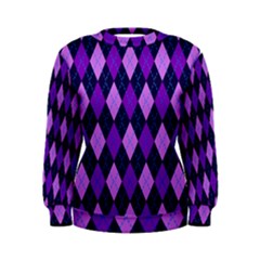 Static Argyle Pattern Blue Purple Women s Sweatshirt by Nexatart