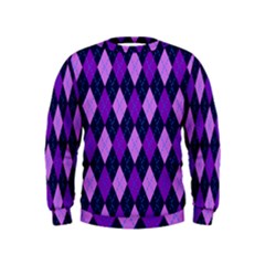 Static Argyle Pattern Blue Purple Kids  Sweatshirt by Nexatart