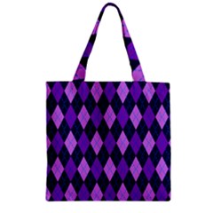 Static Argyle Pattern Blue Purple Zipper Grocery Tote Bag by Nexatart