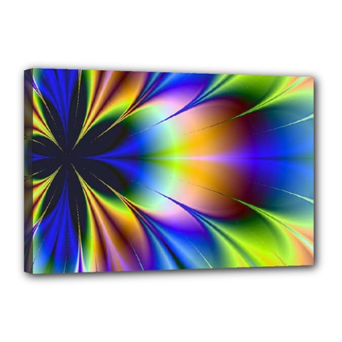 Bright Flower Fractal Star Floral Rainbow Canvas 18  X 12  by Mariart