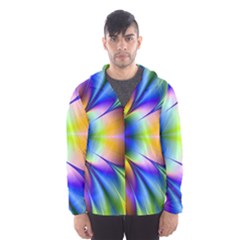 Bright Flower Fractal Star Floral Rainbow Hooded Wind Breaker (men) by Mariart