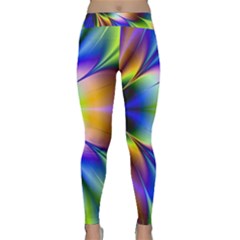 Bright Flower Fractal Star Floral Rainbow Classic Yoga Leggings by Mariart