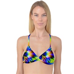 Bright Flower Fractal Star Floral Rainbow Reversible Tri Bikini Top by Mariart