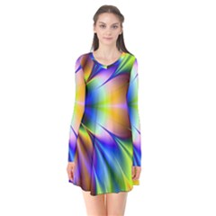 Bright Flower Fractal Star Floral Rainbow Flare Dress by Mariart