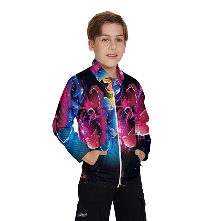 Abstract Patterns Lines Colors Flowers Floral Butterfly Wind Breaker (Kids)