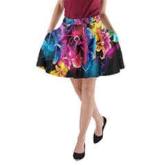 Abstract Patterns Lines Colors Flowers Floral Butterfly A-line Pocket Skirt by Mariart