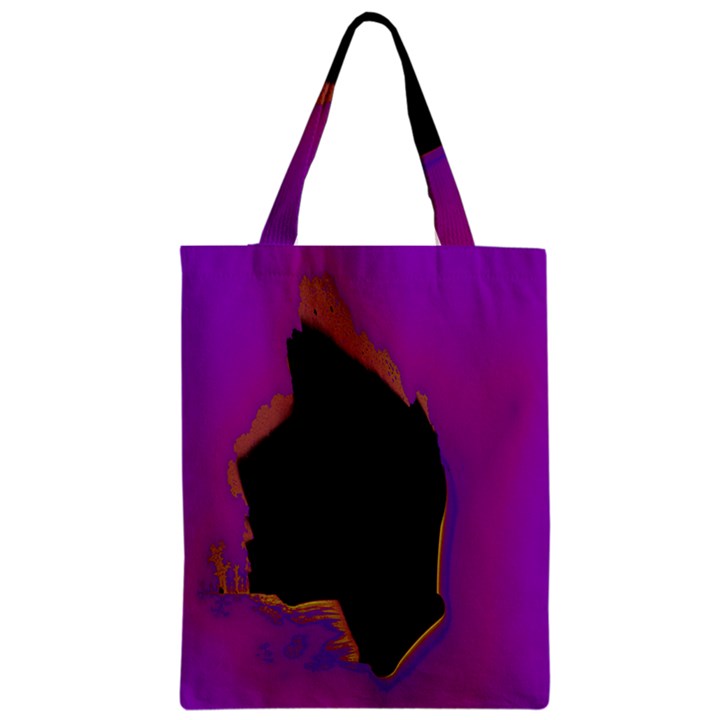 Buffalo Fractal Black Purple Space Zipper Classic Tote Bag