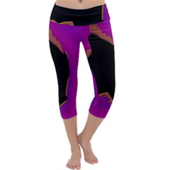 Buffalo Fractal Black Purple Space Capri Yoga Leggings by Mariart