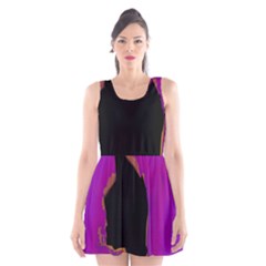 Buffalo Fractal Black Purple Space Scoop Neck Skater Dress by Mariart