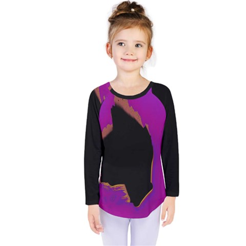 Buffalo Fractal Black Purple Space Kids  Long Sleeve Tee by Mariart