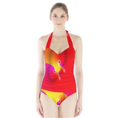 Complex Orange Red Pink Hole Yellow Halter Swimsuit by Mariart