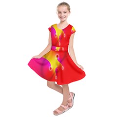 Complex Orange Red Pink Hole Yellow Kids  Short Sleeve Dress