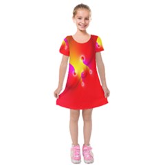 Complex Orange Red Pink Hole Yellow Kids  Short Sleeve Velvet Dress by Mariart