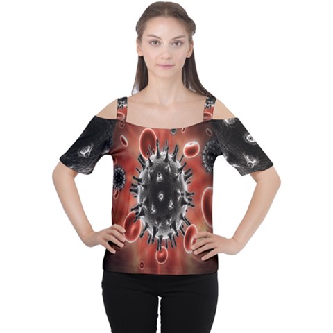 Cancel Cells Broken Bacteria Virus Bold Women s Cutout Shoulder Tee by Mariart