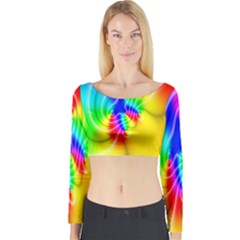 Complex Orange Red Pink Hole Yellow Green Blue Long Sleeve Crop Top by Mariart