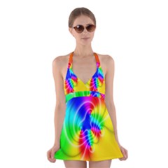 Complex Orange Red Pink Hole Yellow Green Blue Halter Swimsuit Dress by Mariart