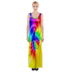 Complex Orange Red Pink Hole Yellow Green Blue Maxi Thigh Split Dress