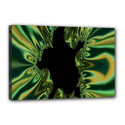 Burning Ship Fractal Silver Green Hole Black Canvas 18  X 12  by Mariart