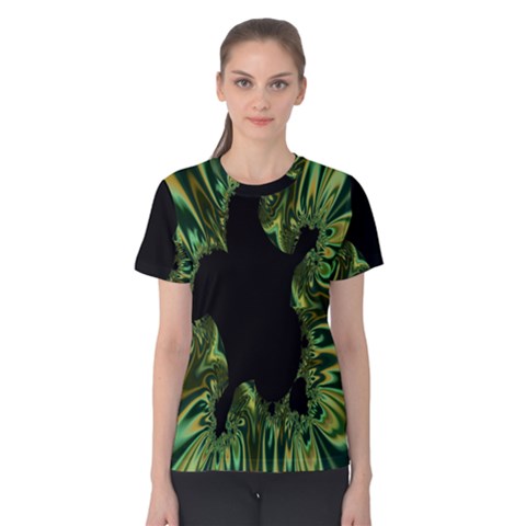 Burning Ship Fractal Silver Green Hole Black Women s Cotton Tee by Mariart