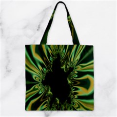 Burning Ship Fractal Silver Green Hole Black Zipper Grocery Tote Bag by Mariart