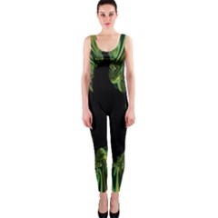 Burning Ship Fractal Silver Green Hole Black Onepiece Catsuit by Mariart