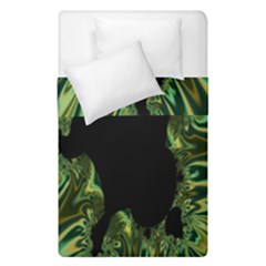 Burning Ship Fractal Silver Green Hole Black Duvet Cover Double Side (single Size) by Mariart