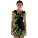 Burning Ship Fractal Silver Green Hole Black Wrap Front Bodycon Dress View1