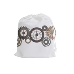 Hour Time Iron Drawstring Pouches (large)  by Mariart